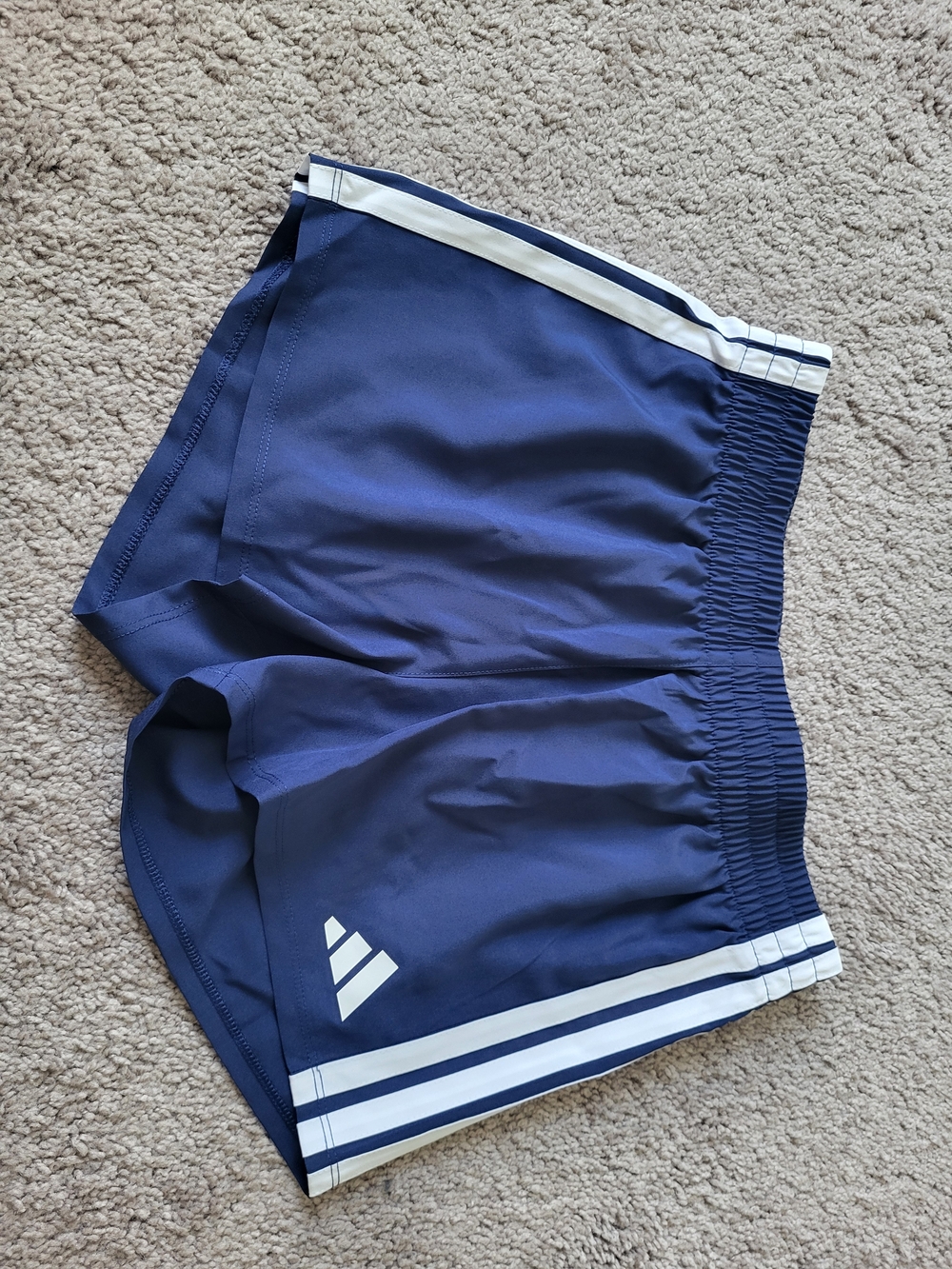 adidas Navy Blue Athletic Kids Shorts with White Stripes